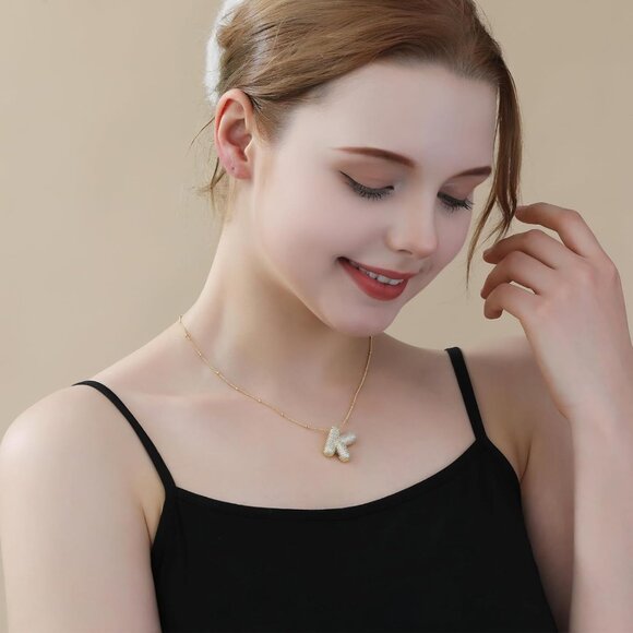 Bubble Gold Letter Pendant Necklace - Personalized Jewelry for Meaningful Gifts - Picture 7 of 7